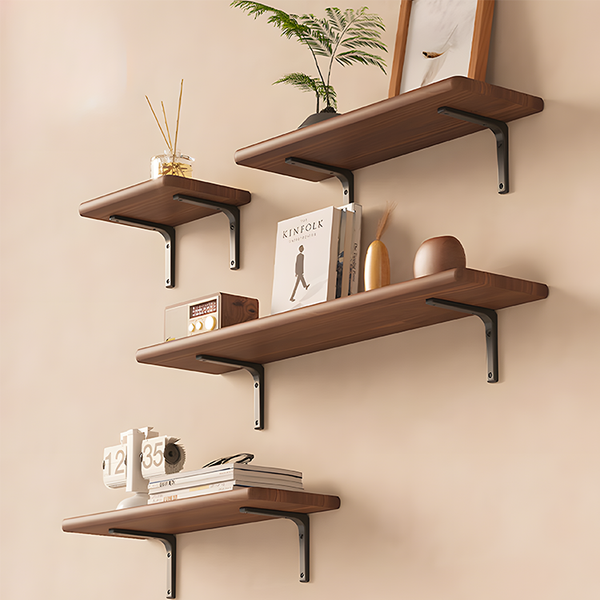 Handcrafted Solid Wood Floating Shelf with Black Iron Brackets – Rustic & Modern Wall Storage, 12″–47″, Custom Sizes Available