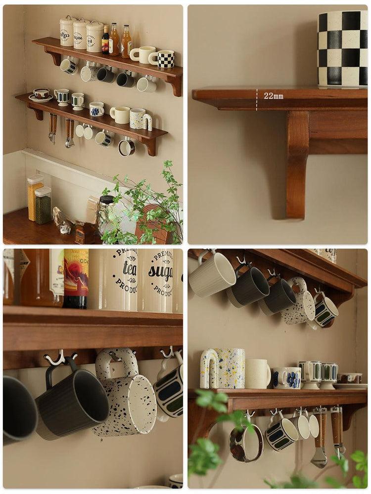 Cherry wood wall hanging storage shelf