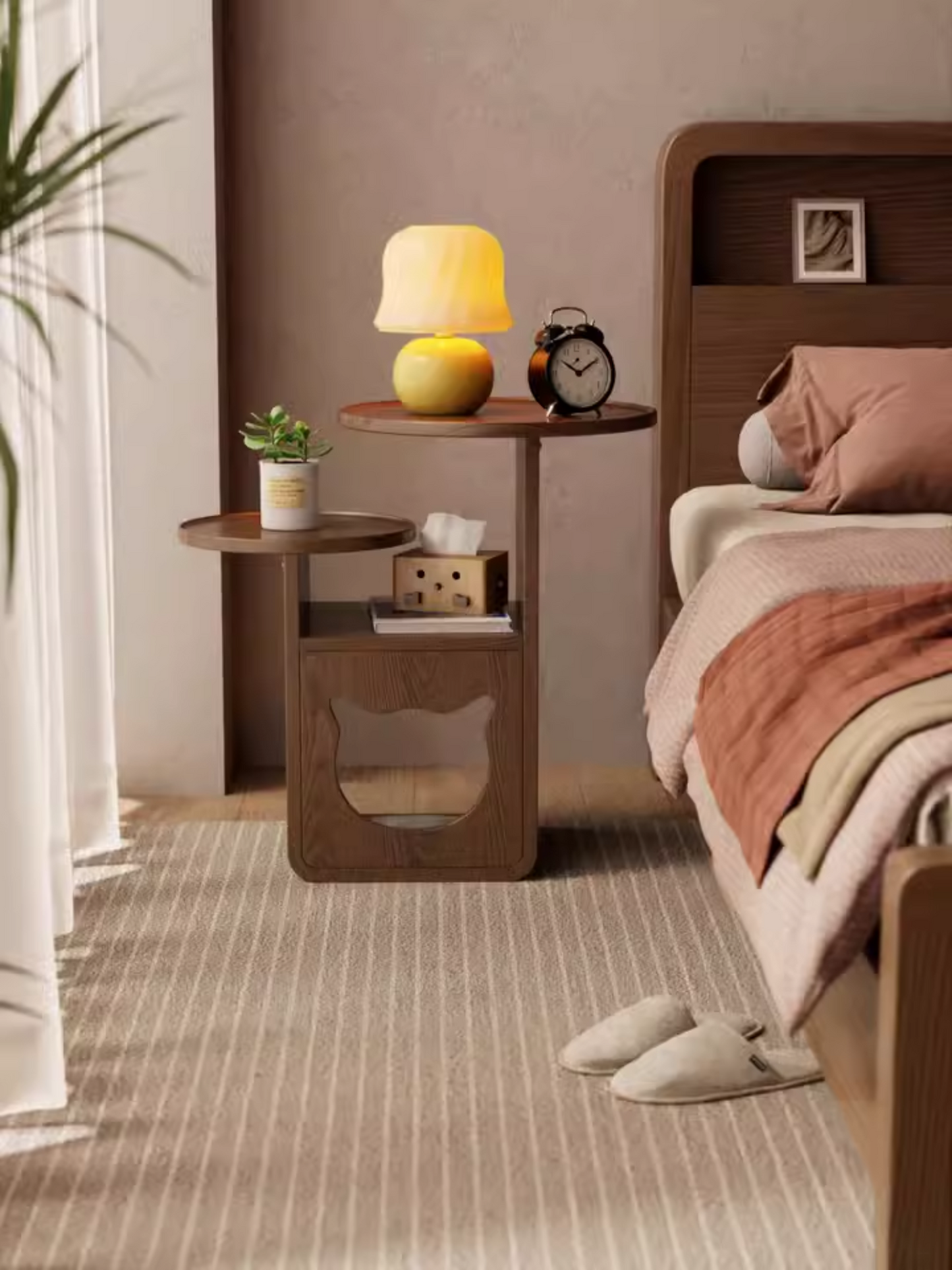 Solid Wood Cat Bed Side Table | Mini Coffee Table & Creative Corner Rack