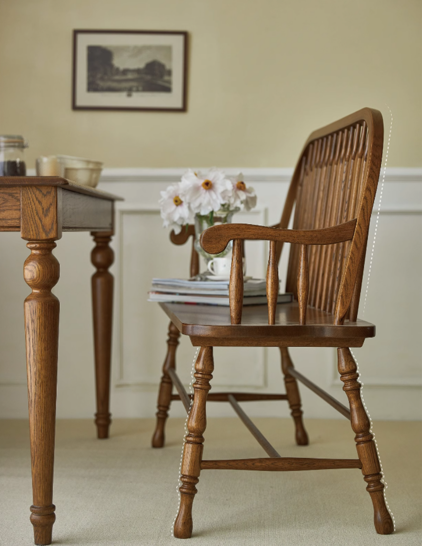 Oak Wood Double Windsor Chair