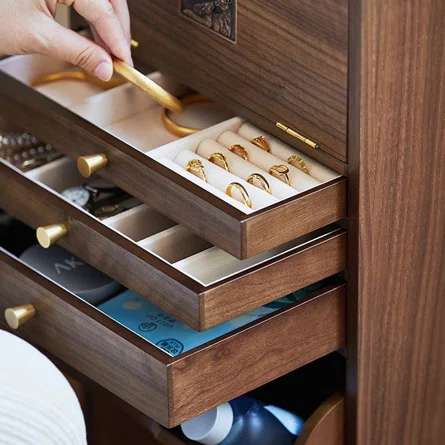 Wooden movable cosmetics vertical storage cabinet