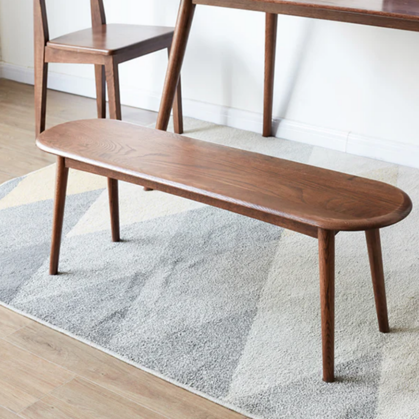 Solid wood Nordic long bench