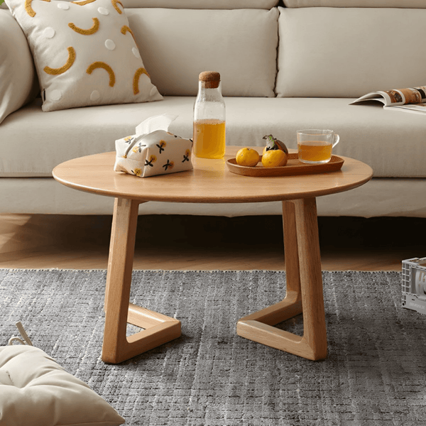 Solid wood round coffee table