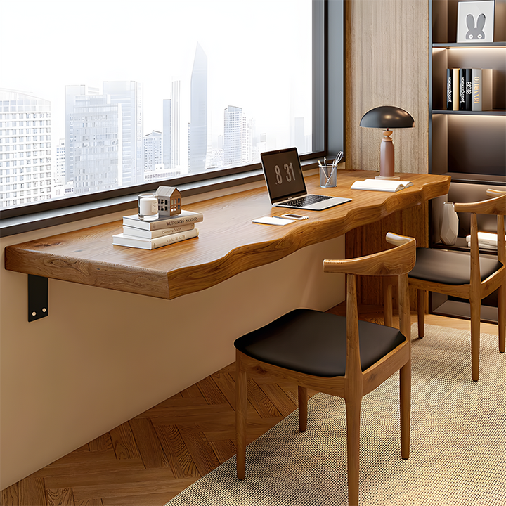 Custom Live Edge Solid Wood Wall Floating Table Study Desk Long Table ...