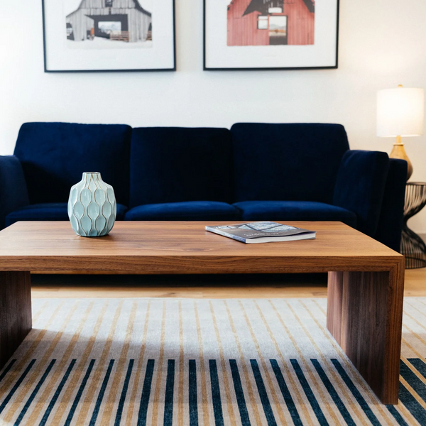 Modern Waterfall Coffee Table, Minimalist Coffee Table, Black Walnut
