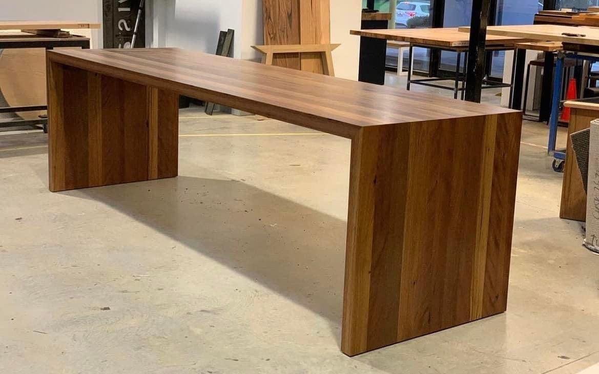 Modern Waterfall Desk, Handmade Straight Edge Desk, Black Walnut