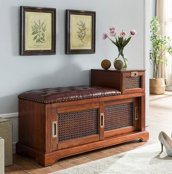 Double shoe cabinet with shoe bench