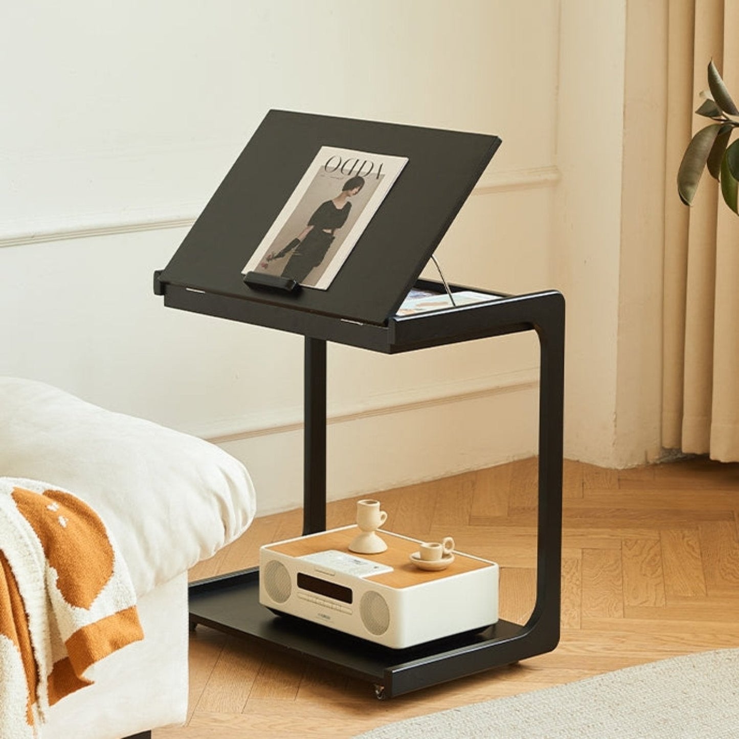 Solid Wood Movable Side Table