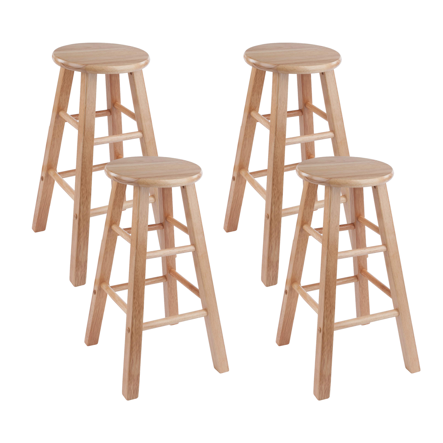 Set of 2 Solid Wood Bar Stools Counter Stools Retro Round Stool Bar Chair Step Stool