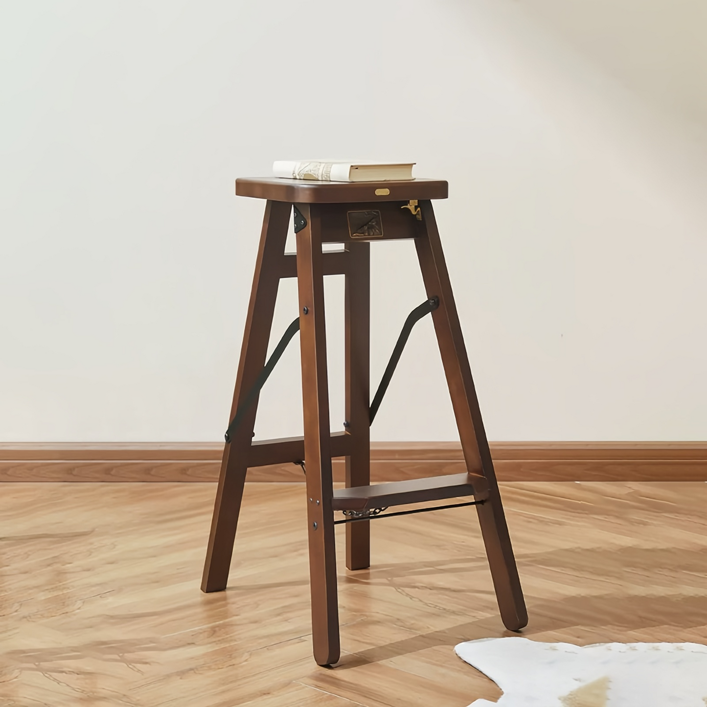 Solid Wood Folding Bar Stool High Stool For Adults