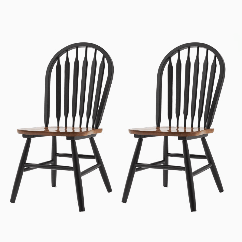 Oak Wood Windsor Back Side Chair for Home - Set of 2