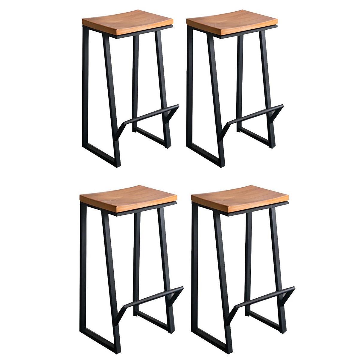 Industrial Wood Bar Stool with Black Metal Legs