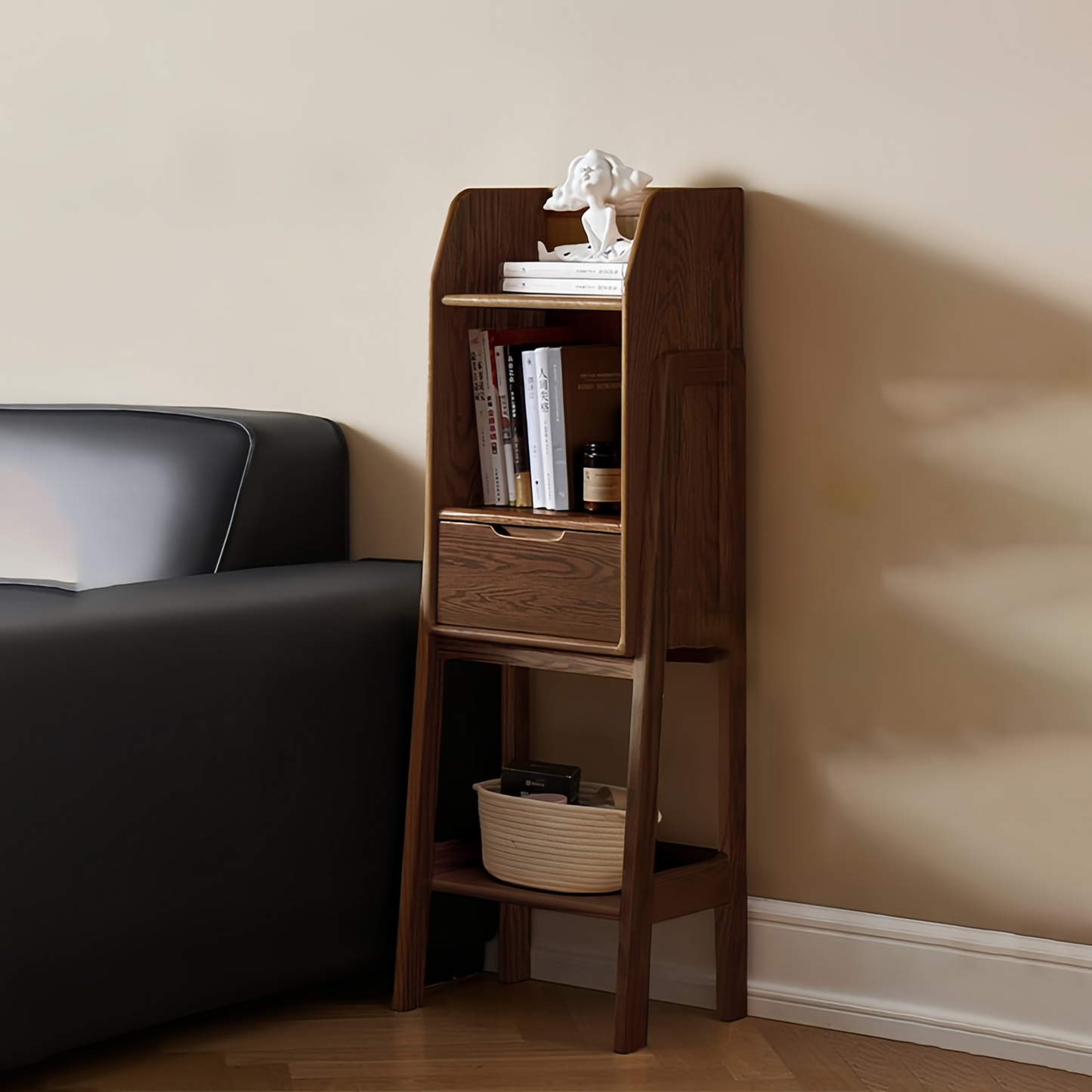 Versatile Wood Storage Rack Modern Wooden Bedside Table With Drawers