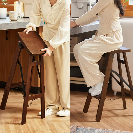 Solid Wood Folding Bar Stool High Stool For Adults