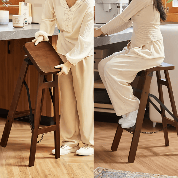 Solid Wood Folding Bar Stool High Stool For Adults