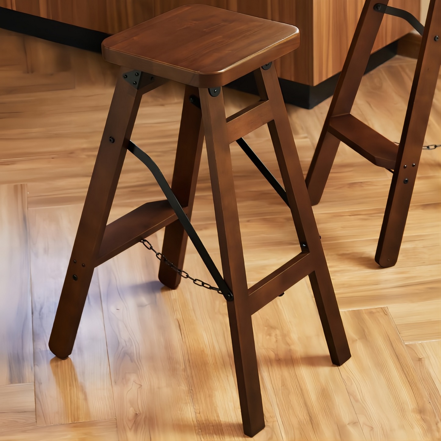 Solid Wood Folding Bar Stool High Stool For Adults