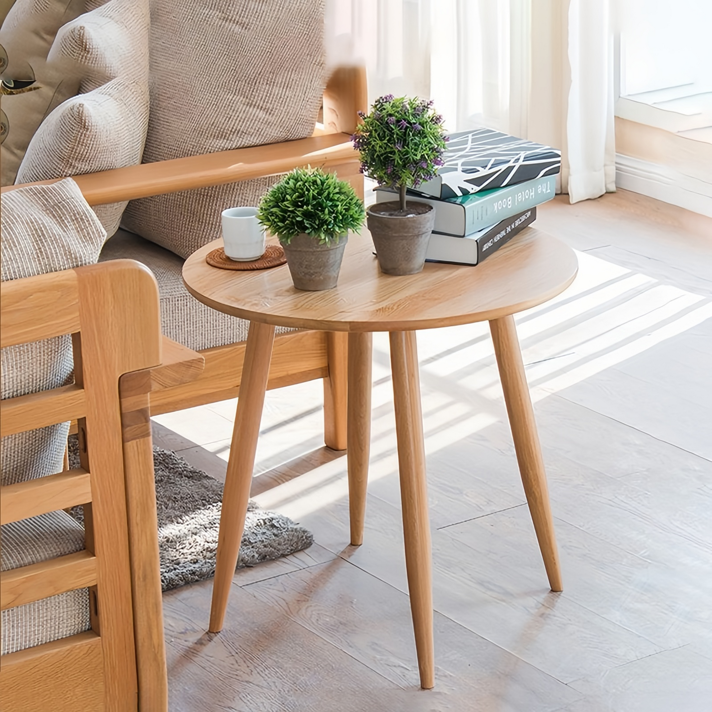 Round Wood Side Table Corner Table For Dining Room Vintage Coffee Tables