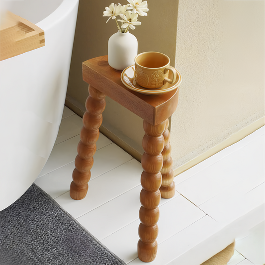 Solid Wood End Table Vintage Wooden Living Room Side Tables Short Vanity Stool