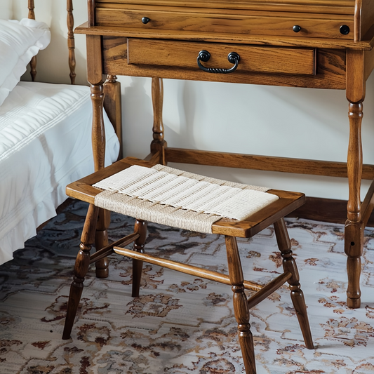 Vintage Wooden Bedroom Bench Small Entryway Bench Stool Vanity Chair