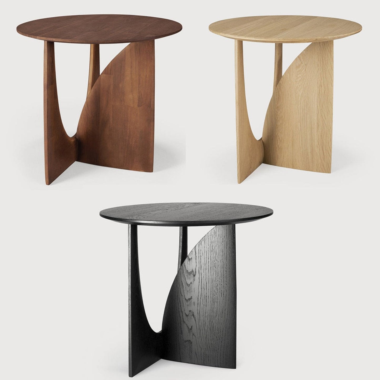 Round Wood Side Table Designer Corner Table - Walnut/Oak/Black