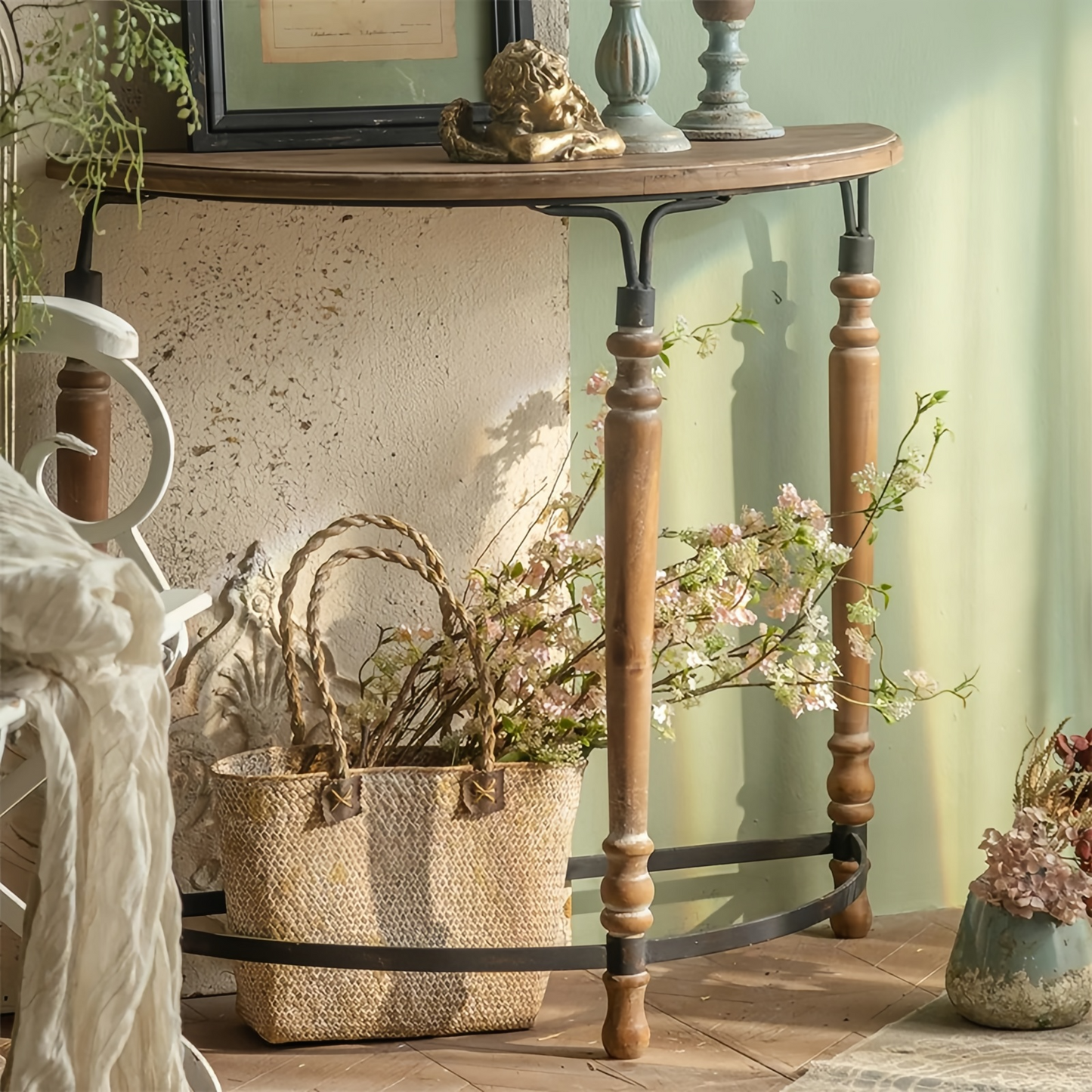 Wooden Demilune Tables Half A Circle Table Half Moon Console Table