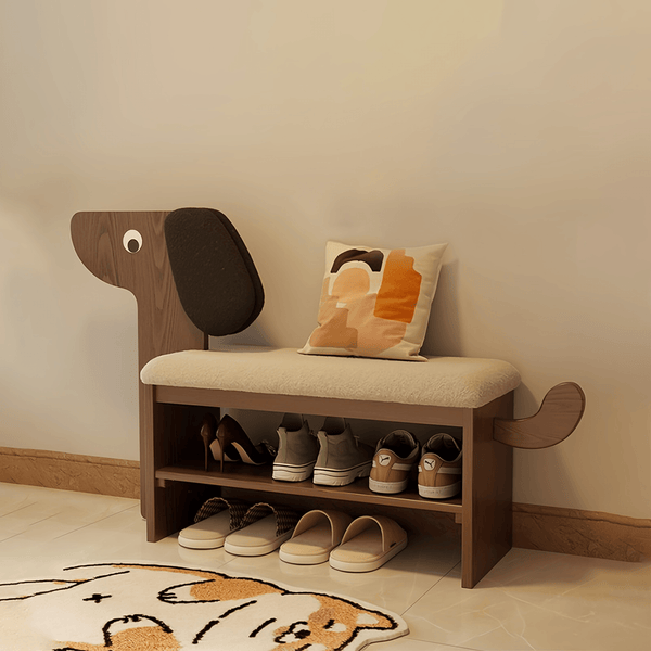 Wood Puppy Small Entryway Shoe Bench Hallway Storage Bench