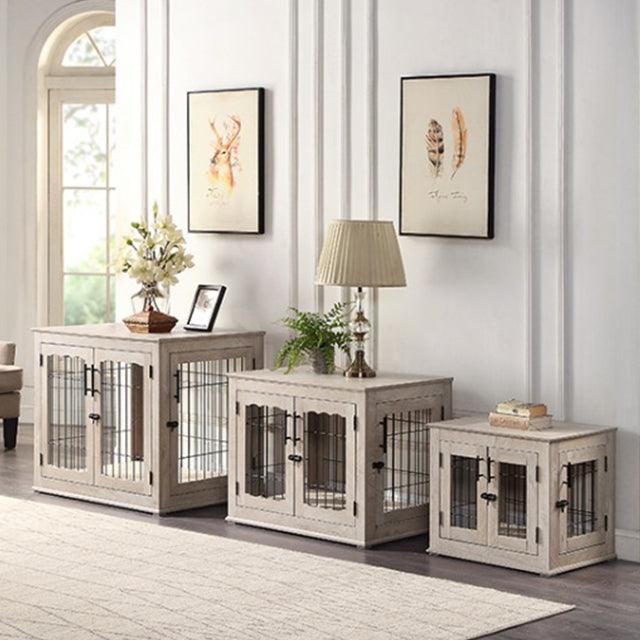 Furniture Style Dog Crate End Table, Double Doors Wooden Wire Dog Kennel with Pet Bed