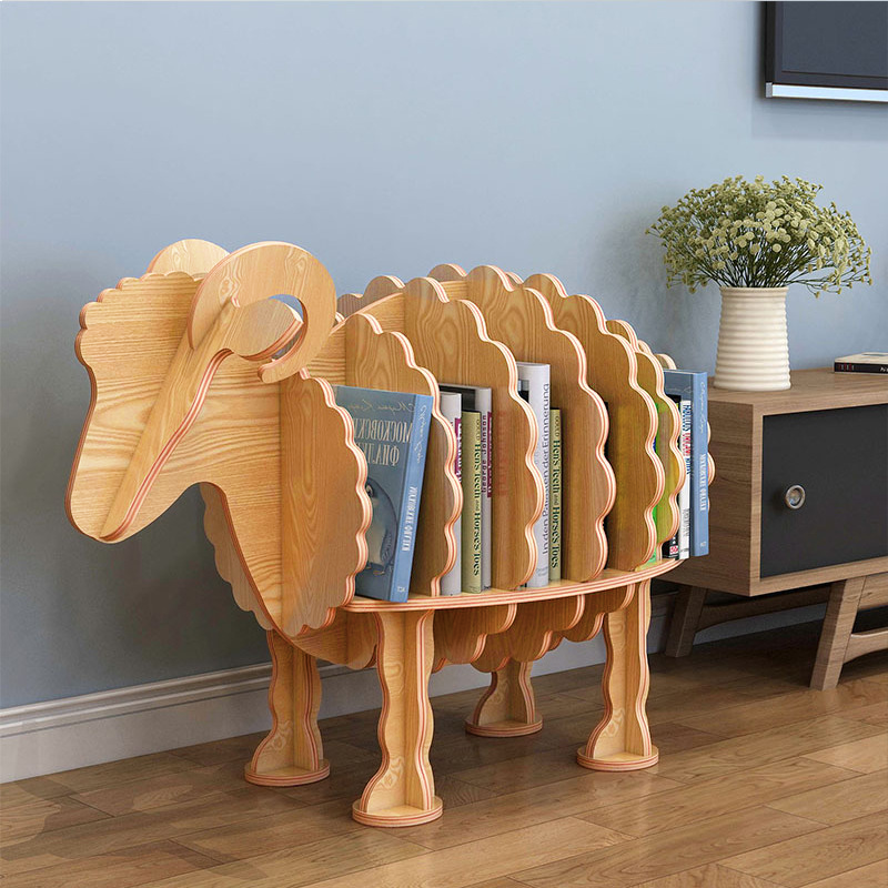 Wooden Sheep Animal Shape Bookshelf Storage Rack