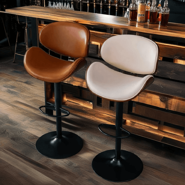 Cowhide Leather  Wood Steel Swivel Lift Bar Stools Counter Stools Bar Stools with Backs