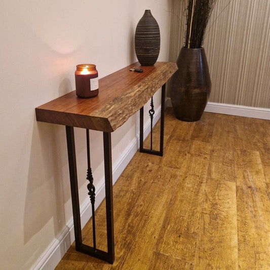 Authentic Reclaimed Live Edge Wood Console Table