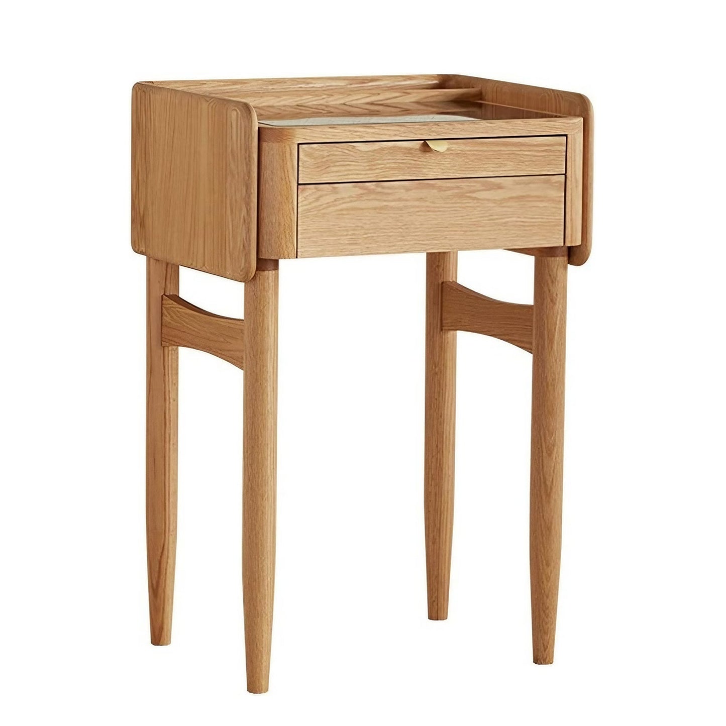 Oak Solid Wood Dressing Table Two-Drawers Makeup Vanity