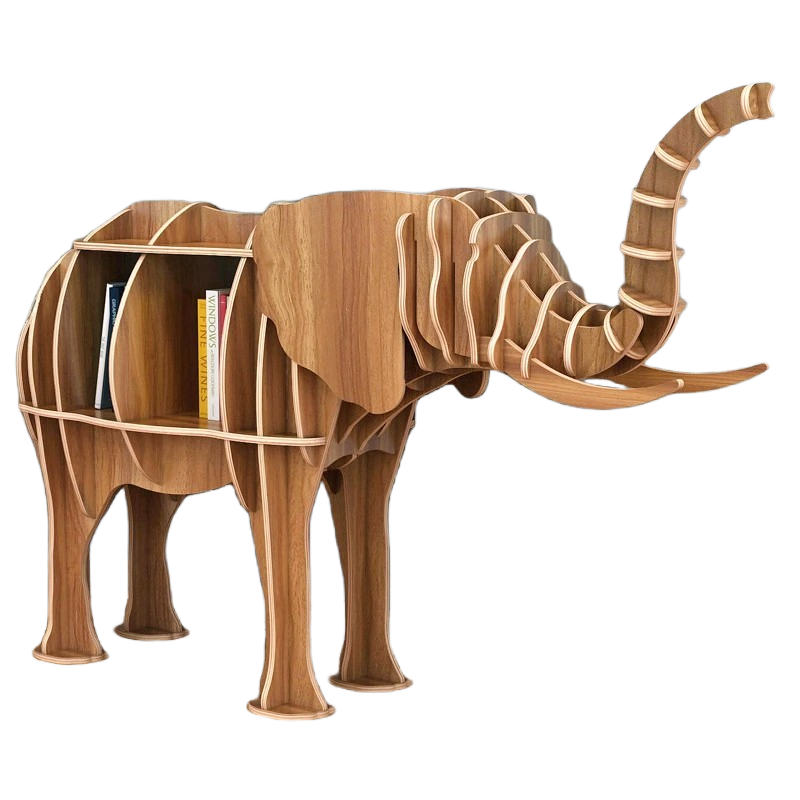 Wooden Elephant Animal Shape Bookshelf Storage Rack