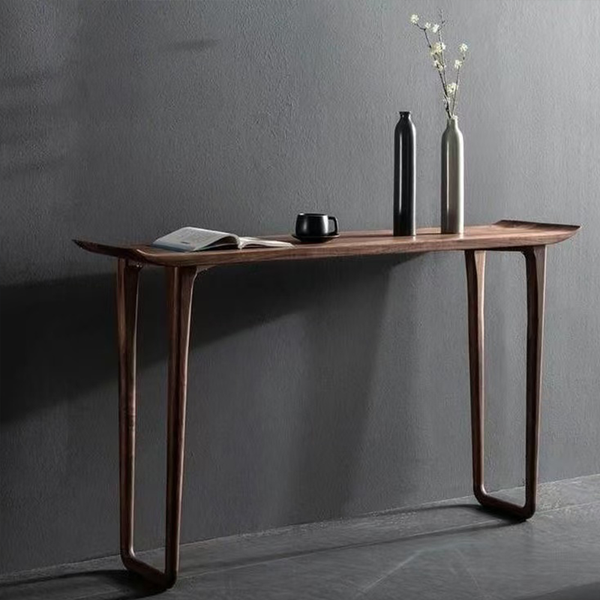 Minimalist Solid Wood Console Table – Slim Entryway & Hallway Table with Tray Edges and Rounded Legs