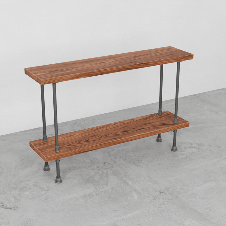 2-Tier Console Table, Pipe and wood Sofa Table - Woodartdeal