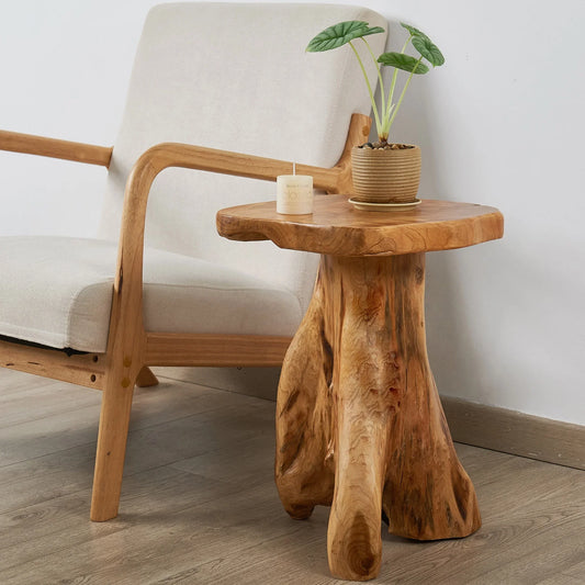 Natural Tree Stump Mushroom Stool Side Table Plant Stand Nightstand