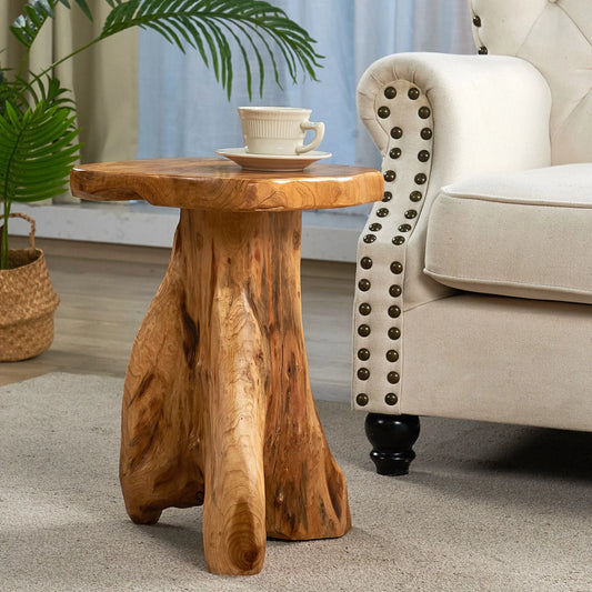 Natural Tree Stump Mushroom Stool Side Table Plant Stand Nightstand