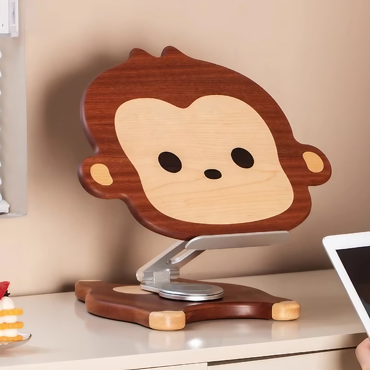 Solid Wood Animal 360° Rotating Adjustable Foldable Lifting Desktop Book Holder Laptop Bracket