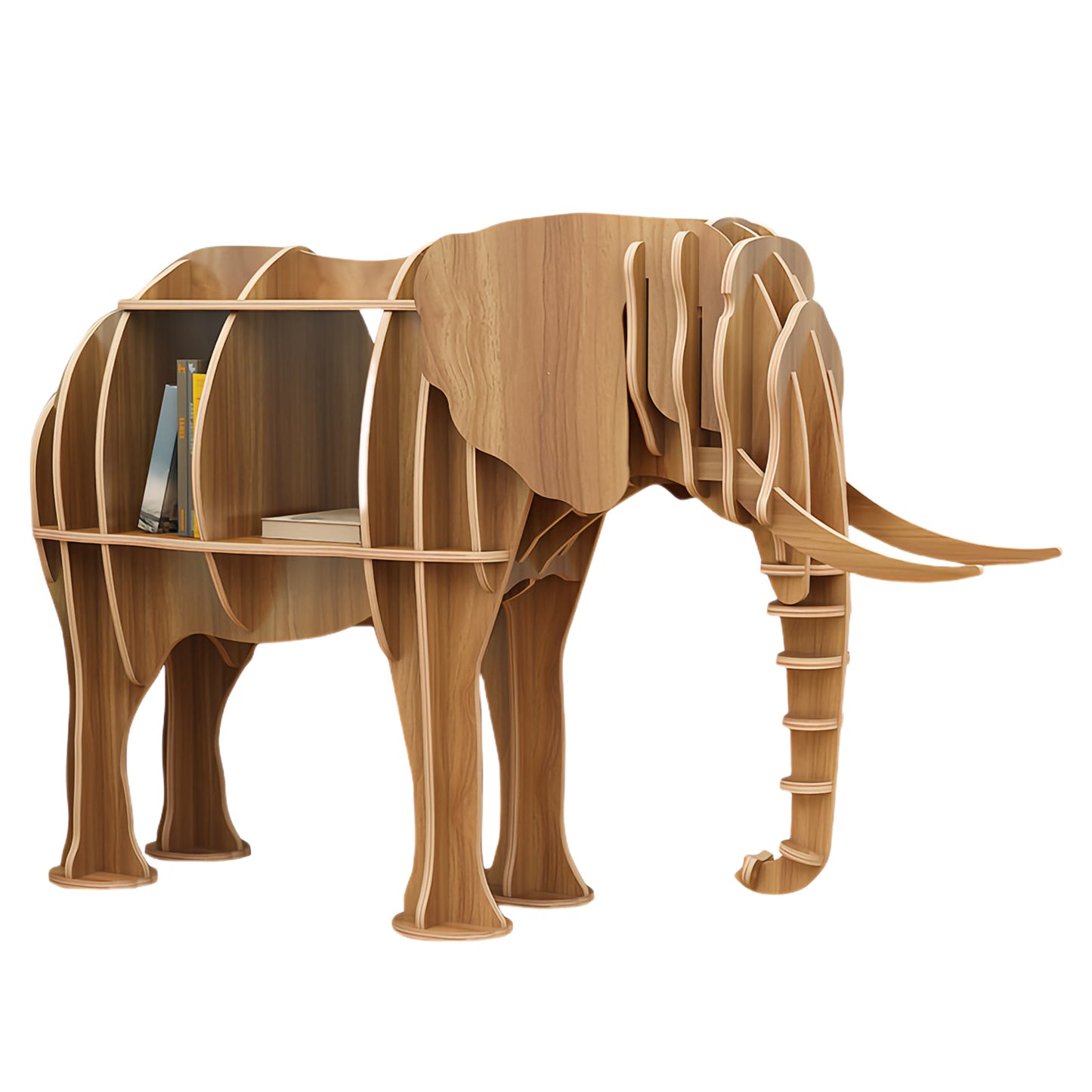 Wooden Bookshelves Elephant Animal Shape Bookshelf Kids Bookcases Storage Rack