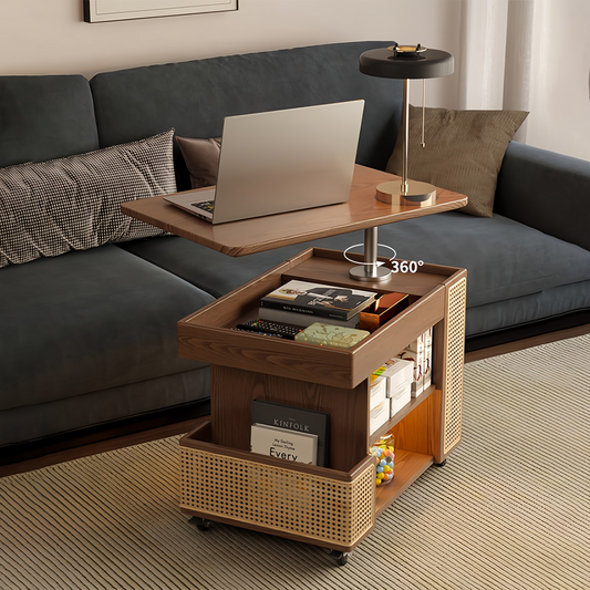 Solid Wood Movable Square Lift Top Coffee Table With Storage For Living Room