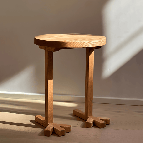 Oak Round Wooden Side Table Living Room Solid Wood End Tables