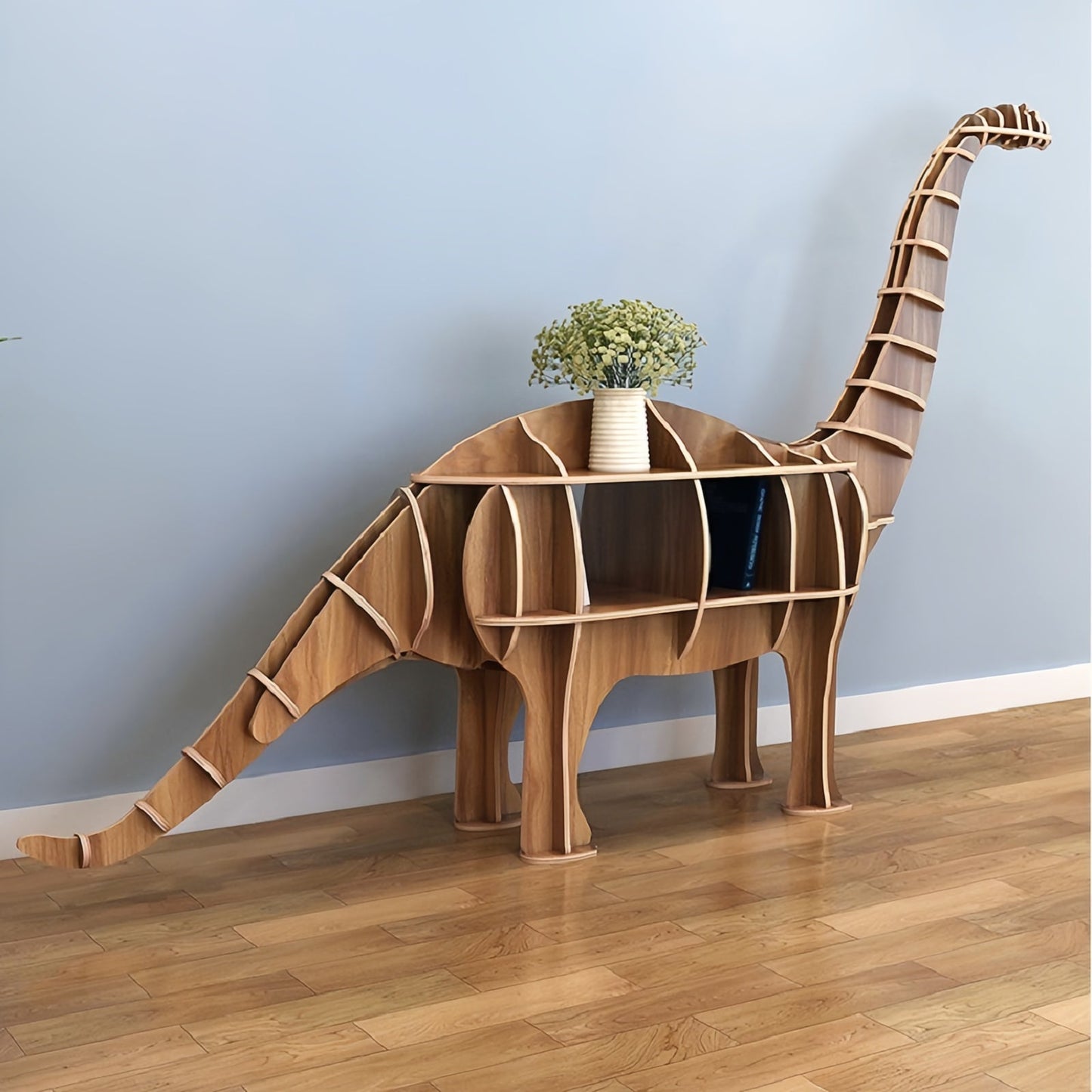 Wooden Bookshelves Long Neck Dragon Animal Shape Bookshelf Kids Bookcases Storage Rack