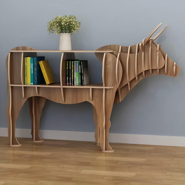 Wooden Bookshelves Bull Animal Shape Bookshelf Kids Bookcases Storage Rack