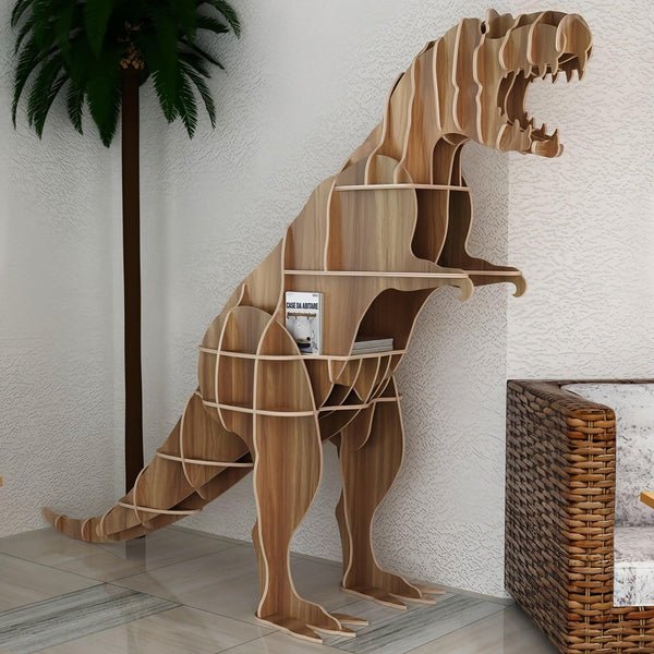 Wooden Bookshelves Tyrannosaurus Animal Shape Bookshelf Kids Bookcases Storage Rack