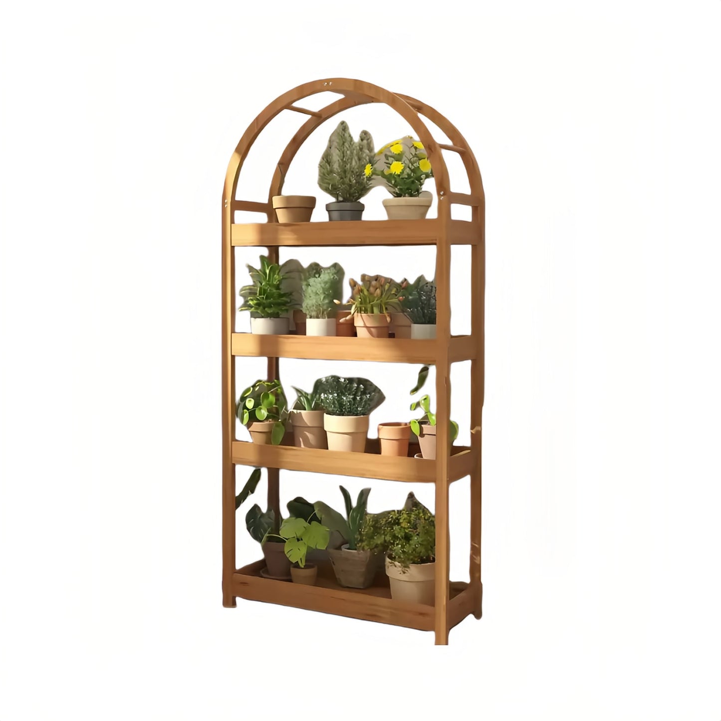 Solid Wood Multi-Layer Mobile Floor-Standing Plant Stand Flower Rack