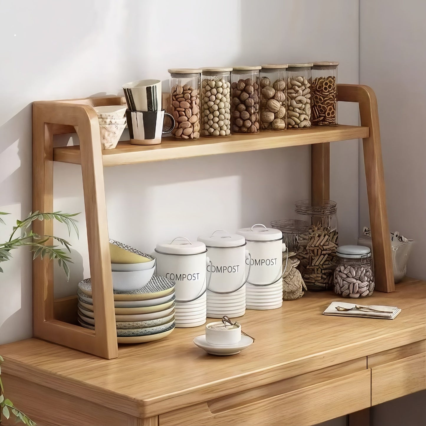 Solid Wood Desktop Bookshelf Storage Rack