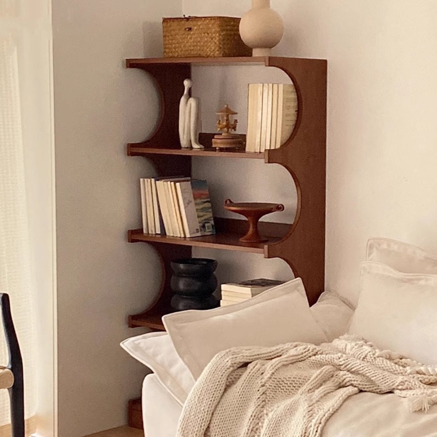 Solid wood multi-tier bookshelf