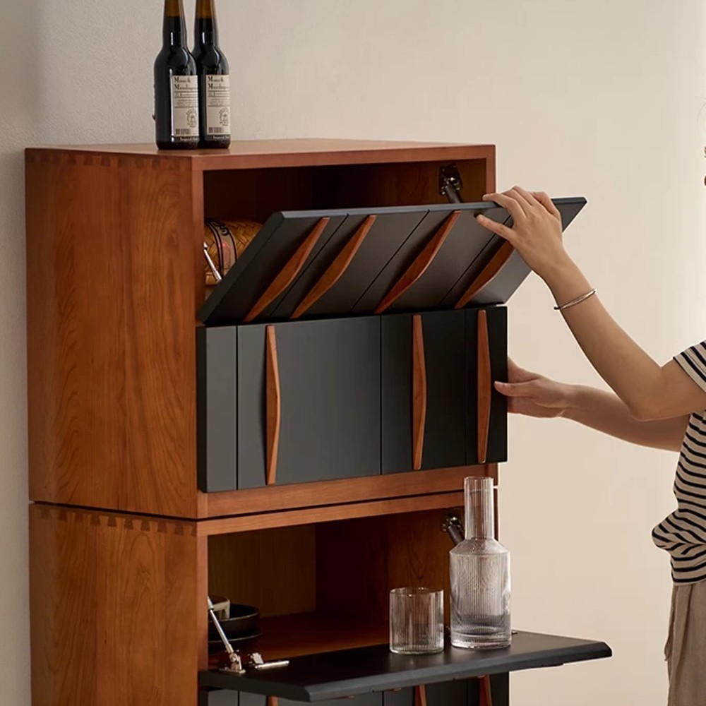 Cherry Wood Side Cabinet, Modular Cabinet, Bedroom Nightstand, TV Storage Cabinet, Sofa Chest