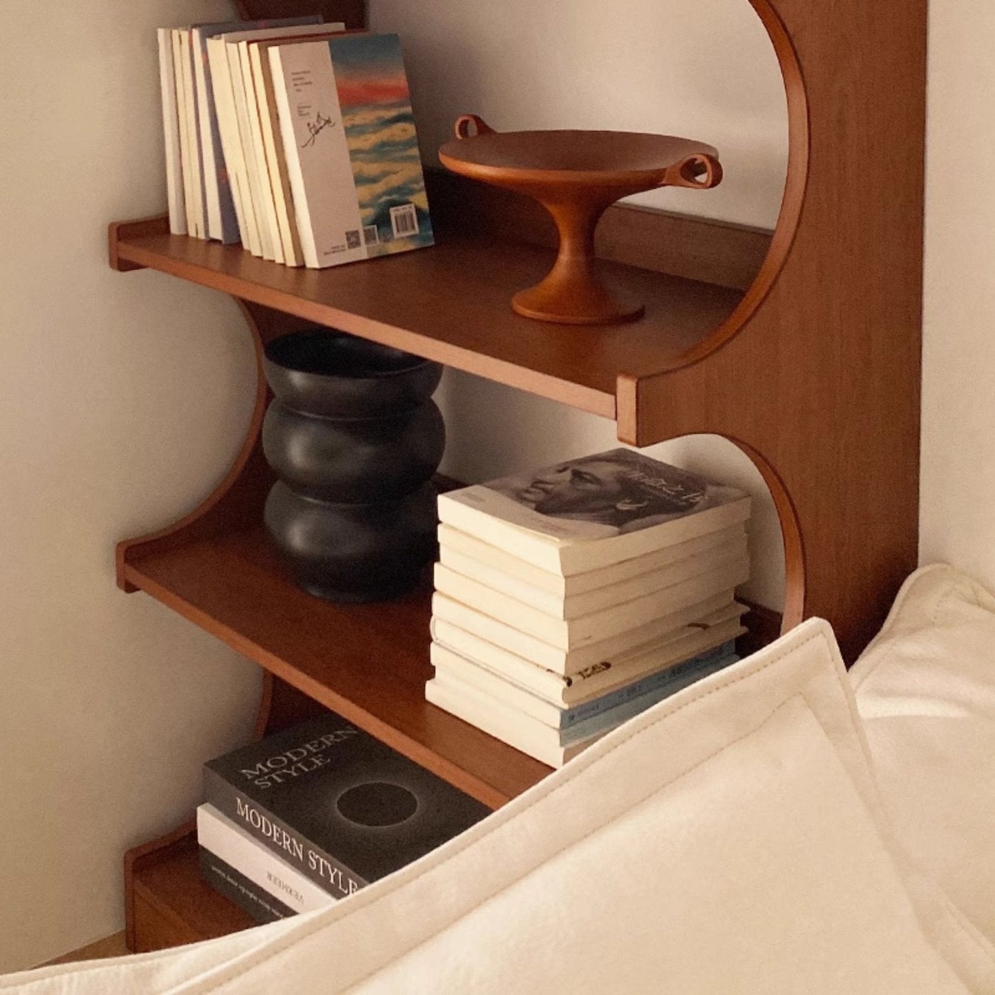 Solid wood multi-tier bookshelf