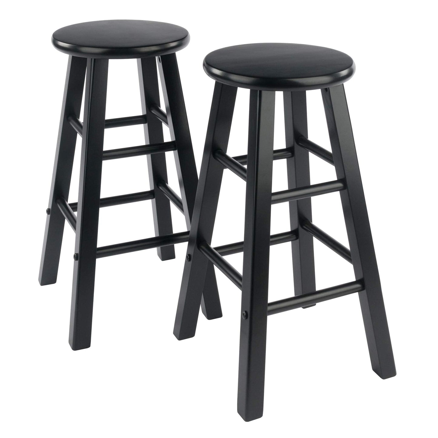 Set of 2 Solid Wood Bar Stools Counter Stools Retro Round Stool Bar Chair Step Stool