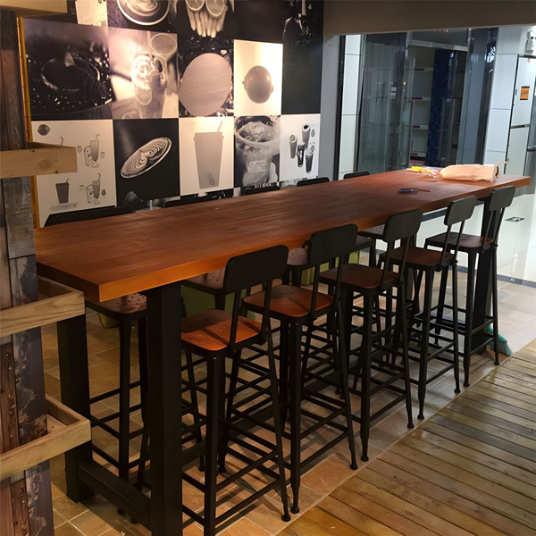 Solid Wood Bar Table, Vintage Bar Table, Industrial-Style High Table, Commercial Bar Table, Cafe Table, Tall Bar Table, Restaurant Shared Table